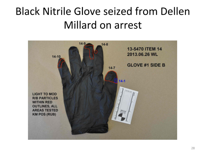 A slide from the presentation shown in court Feb. 29. Expert witness James Sloots, forensic biologist
